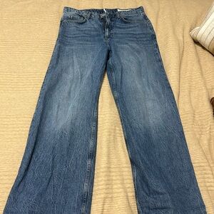 rag & bone Dark Blue Logan mid rise wide leg jeans